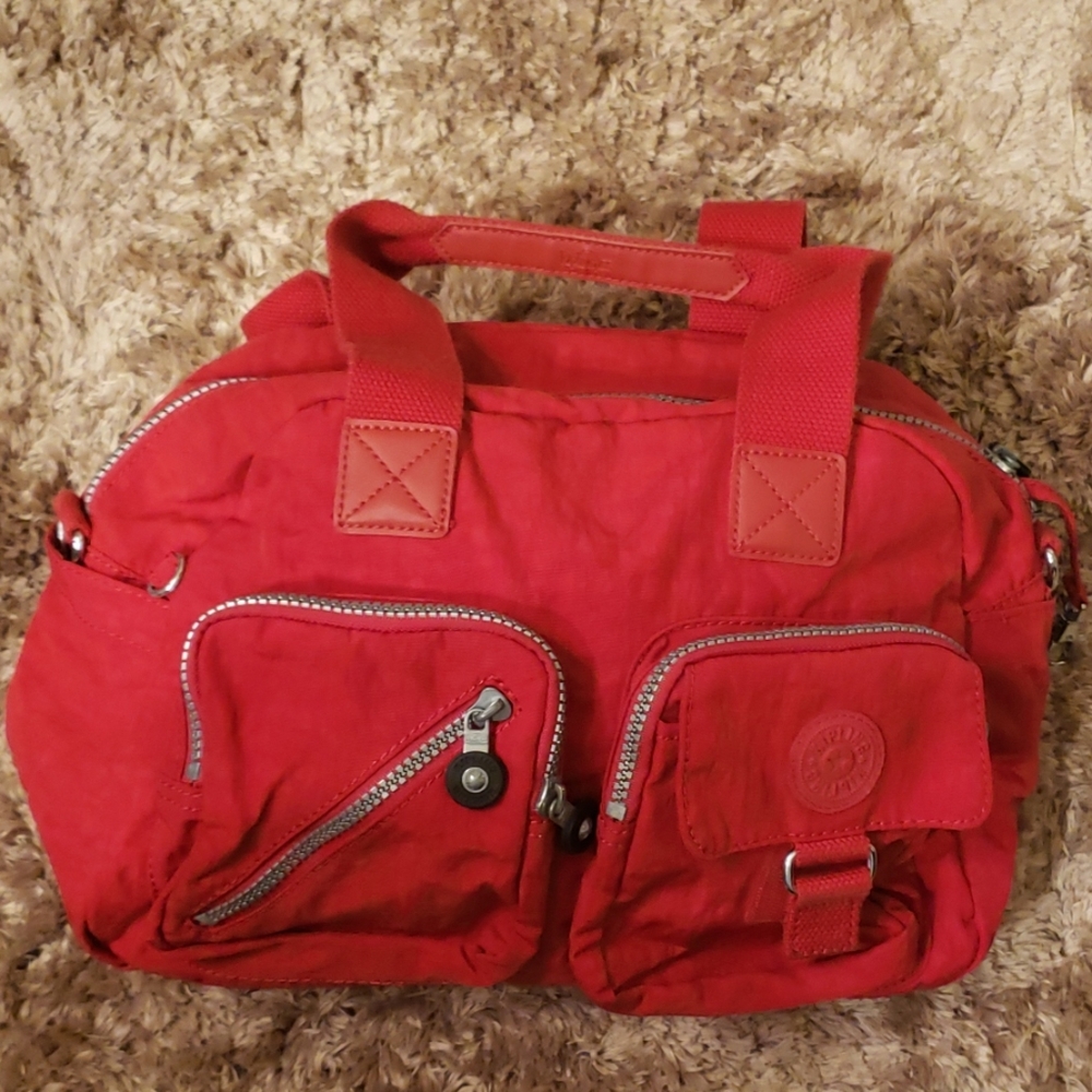 Bright Red Kipling Medium Sized Shoulder Handbag